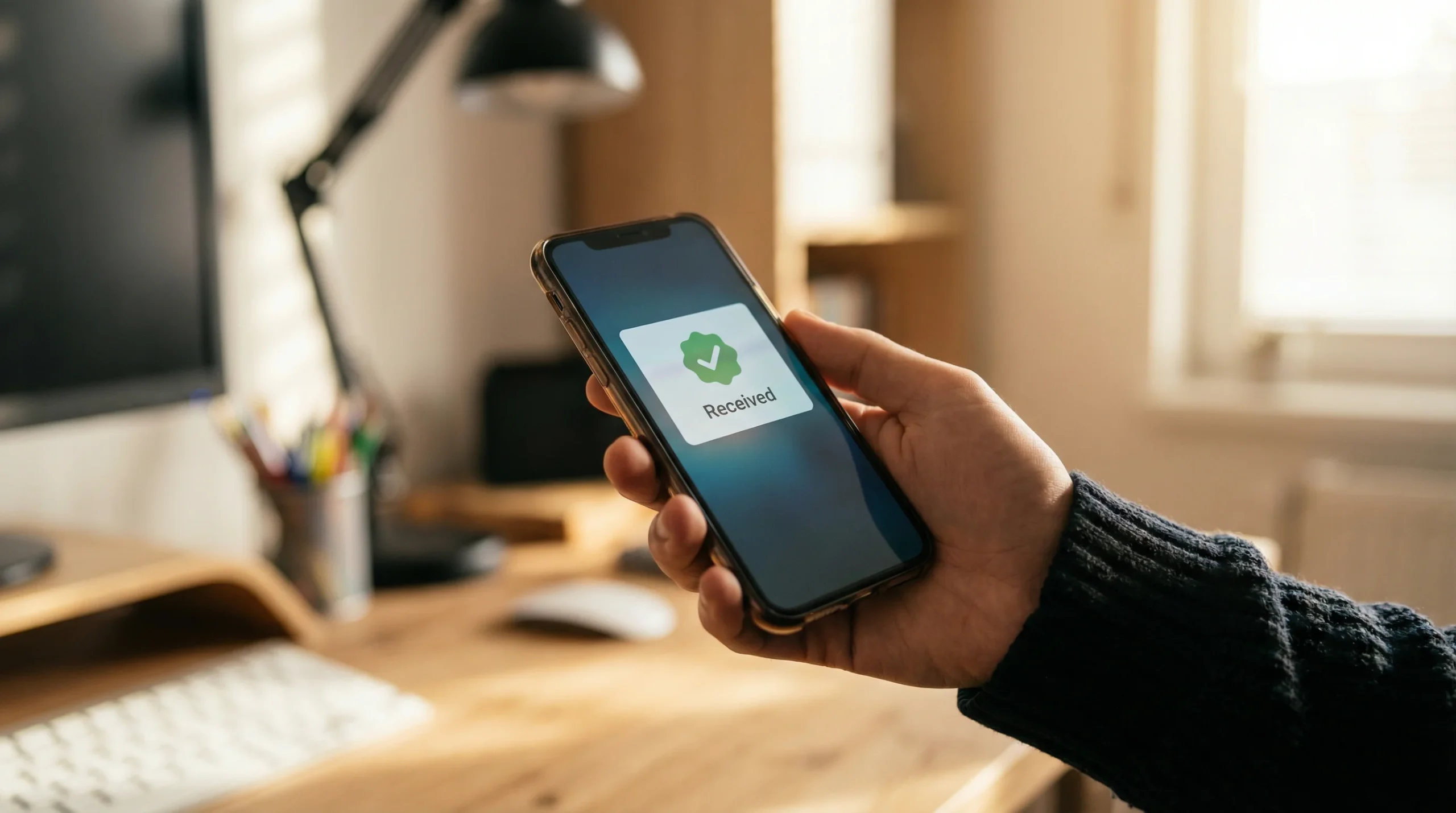 Person receiving a fast casino payout notification on their phone